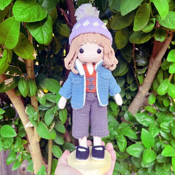 Winter Girl Crochet Doll with Beanie | Christmas Amigurumi | Kawaii Plush - Picture 3 of 9